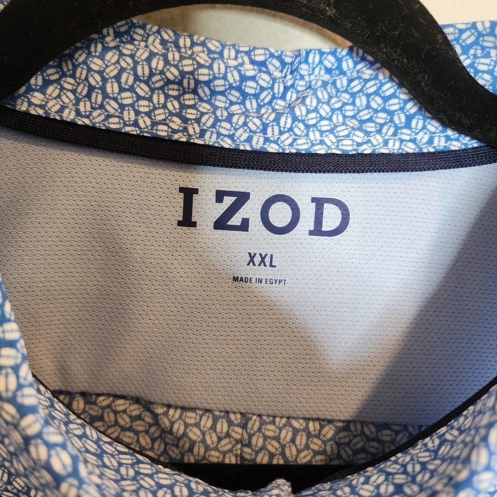 NWT IZOD Football Printed Blue Short Sleeve Button Down Shirt. Men's Size XXL. - Picture 3 of 16